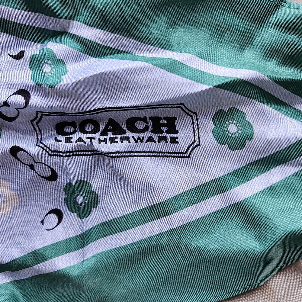Coach Green and White Scarf